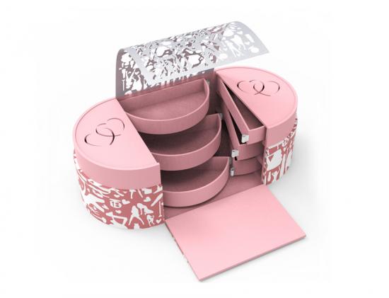 caja de papel rosa
